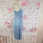 Lulus Women's Crinkle Textured Wrap Skirt Side Tie Tulip Cut Dress Light Blue XL Photo 4