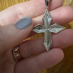 Elegant moissanite Cross Pendant Necklace Silver Photo 4
