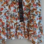 Papaya Boho Sleeveless Tank Blouse LARGE Ruffle Hem Lace Orange Floral Feminine Photo 4