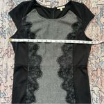 Mystree Elegant Black and Gray Lace Panel Knit Dress Cap Sleeve Large Photo 5
