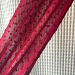 Adrianna Papell red ruffle neck sheer Swiss dot sleeves blouse women's small Photo 6