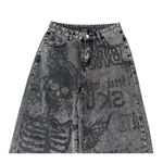 Romwe  Vintage Washed Skull Butterfly Tattoo Black Jeans Goth Grunge Punk Size M Photo 4