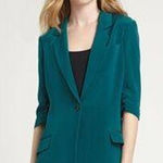 Elizabeth and James  Teal Silk Blend Three Quarter Sleeve Blazer Jacket Size 10 Photo 0