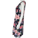 Charter Club  Navy Floral Pleated Scuba Dress – Size Medium Photo 2