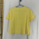 Basic Editions Short Sleeve Flower Embroidered Button Shirt Womens Medium Yellow Photo 6