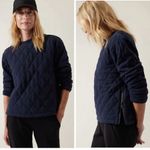Athleta Athlete Retroplush Quilted Crewneck Sweatshirt Navy Blue- Size Small Photo 1