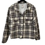 Lucky Brand Brown Plaid Flannel Shacket L Sherpa Lining Photo 1