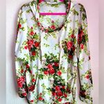 Vintage Havana Cream Rose Print Gauze Burnout Cowl Neck Hooded Pullover L Red Size L Photo 0