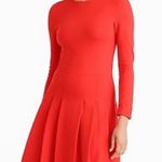 J.Crew Pleated Long Sleeve Red Knit Mini Dress Photo 0