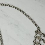 Rhinestone Cross and Coin Charm Silver Tone Metal Chain Link Belt OS One Size Photo 8