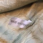 Hand Painted Lotus Blossom Asian Influenced Green Short Sleeve Blouse Pink Size M Photo 5