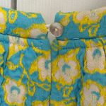 Voy Floral Printed Textured Puff Short Sleeve Top Blue and Yellow Medium Photo 6