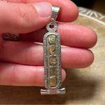 Sterling Silver Vintage Long Egyptian Mexico Symbols 925  Pendant Photo 11