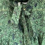 Lucky Brand Blouse 2X Green Paisley Ruffle Sleeve Boho Peasant Top Flowy Photo 3