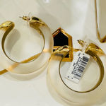 Alexis Bittar  Luminous Lucite Gold dipped and White Hoop Earrings Photo 0