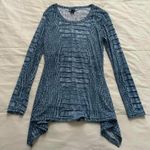 Y2K Blue crocodile print long sleeve draped hem top Size large Photo 0