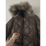 Eddie Bauer  Brown Quilted Parka Hooded Puffer Goose Down Jacket Size XS Warm Photo 3