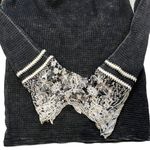 Able Black Long Sleeve Thermal Top White Lace Cuff Photo 8