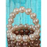 Abvokury Yushiny Beaded Pearl Evening Bucket Bag Purse Pink 9" x 4.25" Photo 2