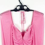 Lucy in the Sky  Robin Glitter Pink Glitter Deep V -Neck Ruched Dress Small Photo 6