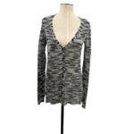 Free People  Beach Cardigan Sweater Stripe‎ Mohair Blend Gray Size Small Photo 2