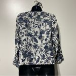 Flax  Floral Blue White Linen Button Down Jacket Shirt Size XS Photo 3