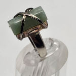 Sterling Silver & Cylindrical Jade Ring (6.5) Green Photo 0