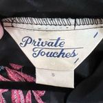 Vintage Private Touches Black Hot Pink Floral Embroidered Robe Photo 2