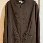 Peter Nygard  Brown‎ Floral Embroidered Blazer Photo 0