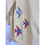 Talbots Women Yellow Embroidered Angel Fish Sweater 1X 3/4 Sleeve 100% Cotton Photo 1
