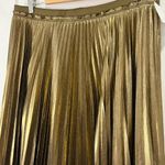 Ted Baker NWT  Nattiee Midi Skirt Size 10-12 Gold Metallic Pleated Photo 5