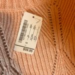 CJ Banks Women's 1X Pink‎ Knit Sweater Tunic Long Sleeve Diamond Openwork New Pink Photo 1