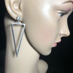 Silver and crystal stone dangling earrings! Silver Photo 5