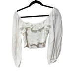 Cotton Candy LA Smocked Cropped Ruffle Ballon Sleeve Blouse Women’s Size Large Photo 3