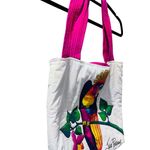 Julia Pinkham Vintage Parrot Pink and White Tote Bag Purse Photo 3
