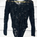 Victoria's Secret Victoria’s Secret Sheer Black Floral Lace Long Sleeve Bodysuit Size Medium Photo 0