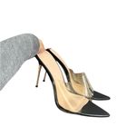 La Femme FEMME LA The Ford Clear Open Toe Mules Heels Slippers Photo 1