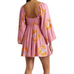 Free People  Francesca Mini Babydoll Coqette Dress Floral Pink Puff Long sleeve L Photo 1