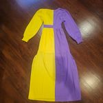 Unique Vintage Yellow and Purple Long Sleeve Dress Photo 3
