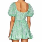 Bardot  Kiah Puff Sleeve Green Floral Corset Mini Dress Size 12 Photo 1
