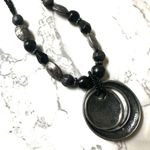 Laura Ashley black double strand beaded pendant necklace Photo 7