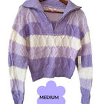 No Boundaries  Lavender and White Cowl Neck Sweater Photo 0