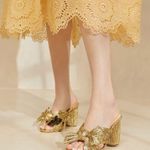 Loeffler Randall NIB Gold Penny Knot Mules Size 7.5 Photo 6