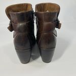 B.O.C by Born Brown Leather Buckle Ankle Boots 8.5 Block Heel Side Zip Booties Photo 4