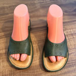 Born Leather Studded Slide Sandals Women Green Size 7 Style W7248 Photo 0