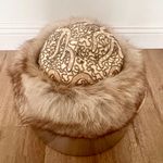 Julius Garfinckel & Co. Vtg 1950s  Ivory Fox Fur Embroidered Formal Hat Elegant Photo 0