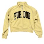 Zoozatz NWT Purdue Boilermakers Quarter Zip Cropped Sweatshirt Womens Small Yellow NCAA Photo 0