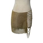 H:ours  Rema Mini Skirt in Gold Medium New Womens Chainmail Photo 4