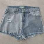 REWASH  Two-Tone Striped Blue Denim Shorts Photo 0