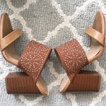 Francesca’s studded cognac block heel mule sandal Brown Size 7.5 Photo 0